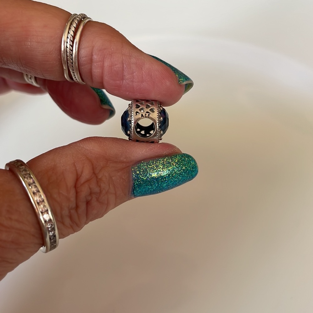 AUTHENTIC BLUE AND CLEAR CRYSTAL PANDORA CHARM…PRICE IS FIRM - Picture 2 of 4